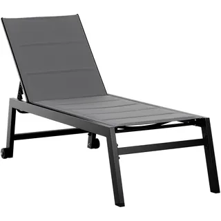 Outsunny Sonnenliege Alu Gartenliege Relaxliege Garten 5-stufige Rückenlehne verstellbar Stahl Texteline Schaumstoff Grau 168 x 72 x 102 cm