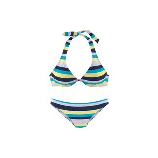 VENICE BEACH Bügel-Bikini Damen marine-gelb-gestreift Gr.36 Cup B