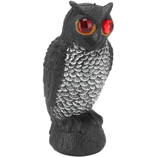 Vogelscheuche Für Den Garten, Aus Kunststoff Mit Roten Augen, Um Vögel Fernzuhalten. Detailgetreu Und Robust. Eine Kleine, Dekorative Und Originelle Eule.