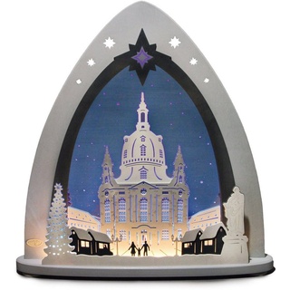 Weigla Lichterbogen Dresdner Frauenkirche, Weihnachtsdeko, in 3D Optik blau|grau