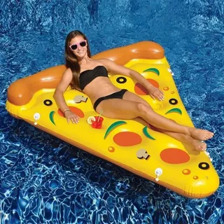 Aufblasbarer Luftmatratze Pool für Erwachsene, Aufblasbarer Pizza-Poolmatratze mit Tassenhalter Tanning Pool Groß Inflatable Sonnenpool Wasserhängematte für Pool Strand Sommerpartys
