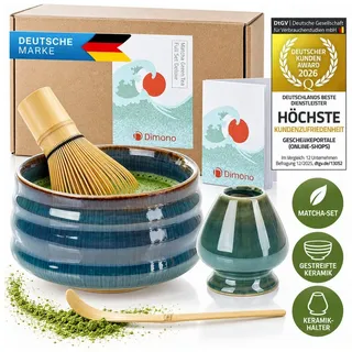 Dimono Teeglas DIMONO Matcha Tee Set–Teezubereitung Set mit Chasen, Schale & Zubehör, mit Matcha-Schale, Besenhalter, Dosierlöffel bunt