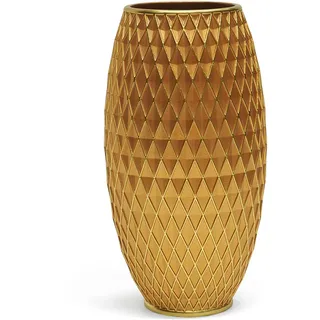 Suanti Dekorative Blumenvase, Gold Vase, Heimdekoration, Einweihungsgeschenk, mit Diamantmuster, breiter Basis und schmalem Hals, für Wohnzimmer, Esszimmer, Flur, Schlafzimmer