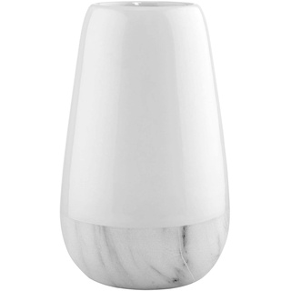 BUTLERS Vase Marmor Optik aus Dolomit in Weiß -MARBELLO- charmante Dekoration für Wohnzimmer und Tischdeko | Blumenvase für Tulpen, Rosen, Pampasgras oder Trockenblumen