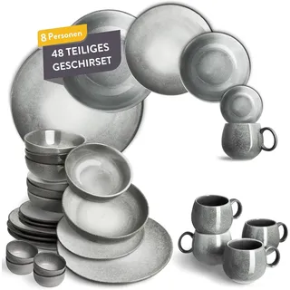 SPRINGLANE  Geschirrset Misty Cliff 48-tlg. Steingut Tafelservice für 8 Personen