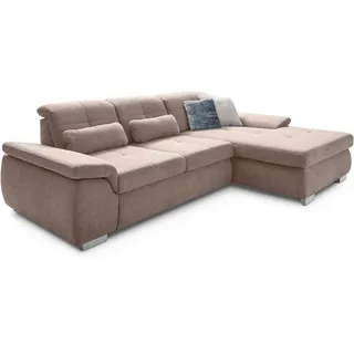 die planbar Ecksofa DIE PLANBAR "MP-IN16037 L-Form mit Kaltschaum-Polsterung", lila (flieder), B:289cm H:85cm T:195cm, 100% Polyester, Sofas, Ecksofa, mit Sitztiefenverstellung & Zierkissen