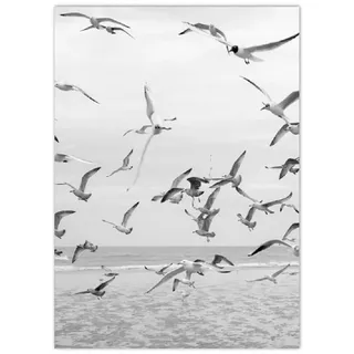 ABCWARRT Moderne Kunst Leinwand Malerei Surfen Kalifornien Schwarz Weiß Ozean Strand Kokosnuss Baum Poster Wohnzimmer Dekoration Bild (30 * 40cm Kein Rahmen,6)