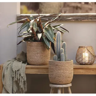 Seegras Pflanzkorb Blumentopf braun 2er Set Blumen Pflanz Korb Kübel Garten