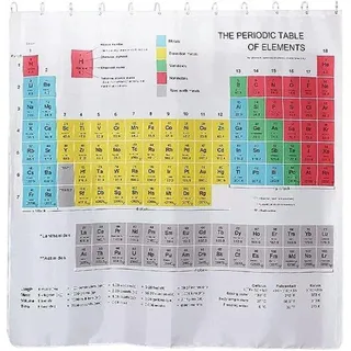Famanu Duschvorhang Periodensystem - 180x180 cm - Weiß