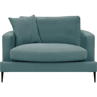 Sessel LEONIQUE "Cozy" Gr. Strukturstoff, B/H/T: 91 cm x 80 cm x 97 cm, blau (petrol) XXL Sessel Einzelsessel mit Metallbeinen und Zierkissen