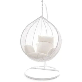 Swing Chair Hängesessel Hängestuhl Polyrattan Schwebesitz Loungesessel (weiß)