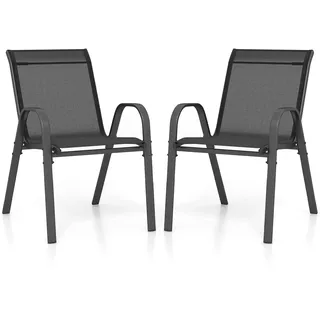Costway FANTASK Gartenstuhl 56 x 70 x 84 cm schwarz 2 St.