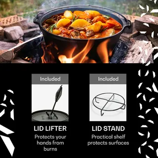 Klarstein Galloway Dutch Oven 7.6 BBQ-Topf Gusseisen Standfüße Größe L / 7.6 qt