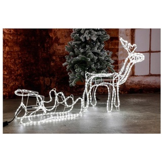 GartenHero Weihnachtsfigur Rentier Schlitten 288 LED Lichterkette innen außen Weihnachten Deko