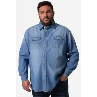 John F. Gee Kurzarmhemd Jeanshemd Langarm Kentkragen Modern Fit blau 8XL