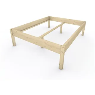 TUGA-Holztech Massivholzbett Holzbett Naturholzbett 160 x 200 cm 58 cm Bettgestell ohne Kopfteil, Br 70 80 90 100 120 140 160 180 200 Lg 200 220 H=38/48/58 cm 160 cm x 200 cm x 58 cm