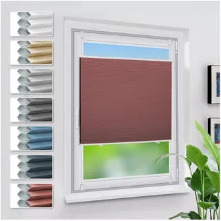 luxuskollektion Verdunklungsplissee 40 x 110 cm Weiß/weinrot