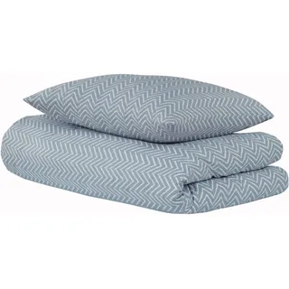 SCHIESSER Grebur Zickzack Baumwolle Hellblau 135 x 200 cm + 2 x 80 x 80 cm