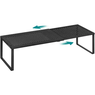 SONGMICS Gewürzregal, ausziehbar, Küchen-Organizer, Küchenregal, Schrank-Organizer, Gewürzhalter, Küche, kleines Regal, Metall, Arbeitsplatte, Tisch-Organizer, Schuhregal, Mattschwarz KCS007B01