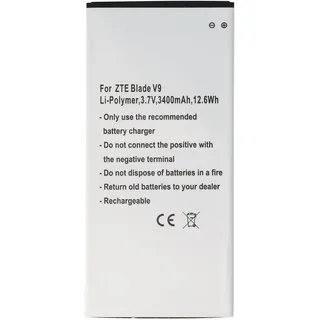 AccuCell Akku passend für ZTE Blade V9, Li-Polymer, 3,7V, 3400mAh, 12,6Wh