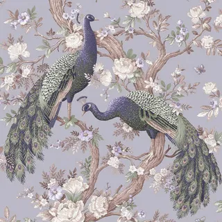 Xora Vliestapete, Lila, Kunststoff, Papier, Vogel, 52x1005 cm, Made in Europe, Tapeten & Wandverkleidungen, Vliestapeten