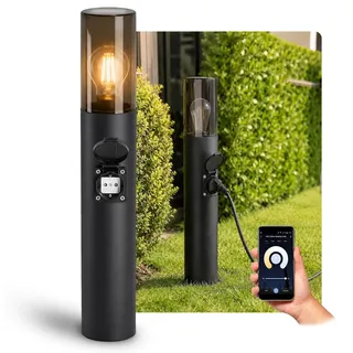 SSC-LUXon VARDA Wegeleuchte Außen Steckdose inkl. LED Smart WiFi Alexa Glühbirne E27 dimmbar CCT - Außenleuchte Stromanschluss 230V