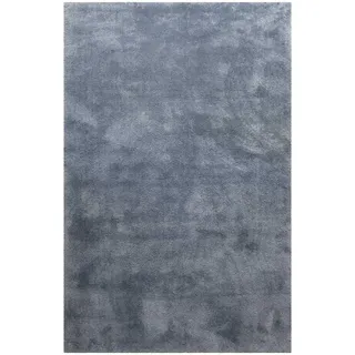 Homie Living Teppich HOMIE LIVING "Pisa", blau (blau grau), B:70cm H:25mm L:140cm, Polyester, Teppiche, Teppich, Hochflor, Microfaser, uni, weich, Shaggy, Wohnzimmer, Schlafzimmer