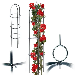 KADAX Rankobelisk aus Metall, Rankhilfe für Rosen & Kletterpflanzen, Rosengitter aus Stahl für Garten, Rankhilfen, Obelisk, Rankgitter, Rankturm, Ranksäule (H: 190 cm, Rund)