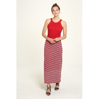 Tranquillo Maxikleid Sommer Kleid Rot Maxi Flower Neckholder Bio Baumwolle XS Vintage Print