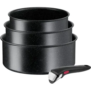 Tefal Ingenio Black Stone Kochgeschirr, 4-teilig, Schwarz, Sortenpaket