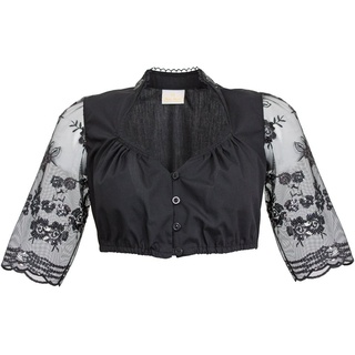 Pierre Marcel Die Bluse Dirndlbluse Elegante Damen Bluse mit Spitze und Pailletten 5125 - Schwarz - Halbarm Stehkragen Elegant