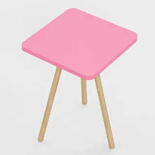 Jungengel Retro Beistelltisch mit 3 Holzbeinen, 34x34x45 cm, quadratisch, in 9 Farben erhältlich (Rosa | Pink)