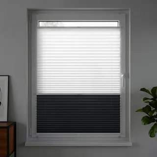 Jalousiescout Doppelplissee TDBU Day+Night ohne Bohren Klemmfix 70x100cm | Easyfix Allday Thermo Verdunkelung Plissee Lichtschutz & Lichtdurchlässig Sonnenschutz für Fenster & Tür, Weiß-Anthrazit