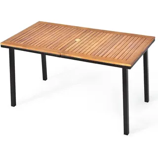 Costway Gartentisch 140 x 75 x 76 cm Braun/Schwarz