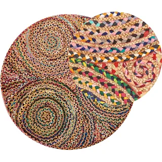 Beliani Yenice Juteteppich 140 x 140 cm Mehrfarbig