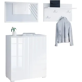 OTTO home Garderoben-Set PARIS/ TOKYO, (Komplett-Set, 3-St), Kompaktgarderobe Breite 150cm mit Spiegel für Ihren Eingangsbereich weiß