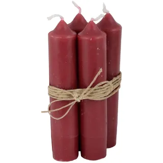 4er Pack Stabkerzen H:11 cm Ø:2,2 cm div. Farben Brenndauer 4,5 Stunden Kerze Advent Weihnachten Deko, Farbe:Rot