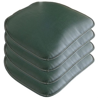 EORNOW PU-Leder-Stuhlkissen-Set Mit 2/4 Hufeisen-Sitzkissen, rutschfeste Stuhlpolster for Esszimmerstühle, Küchenstühle, Bürostühle (Color : Dark Green, Size : 43x40cm(Set of 4))