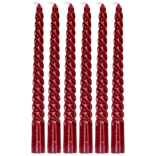 Levandeo® Tafelkerze, 6er Set Rote Kerzen Gedreht H20cm Stabkerzen Tafelkerzen Spiralkerzen