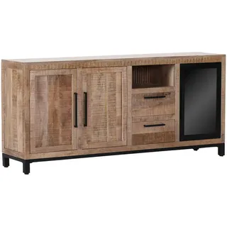 Landscape Sideboard, Natur, Metall, Mangoholz,Mangoholz,Mangoholz, massiv, 2 Fächer, 2 Schublade(n) Schubladen, 175x80x43 cm, Holzmöbel, Kleinmöbel Holz, Holzkommoden, Sideboards Holz
