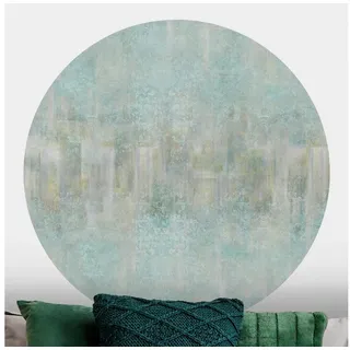 Bilderdepot24 Vliestapete rund Rustikales Betonmuster Mint, Glatt, Matt, (Vliestapete selbstklebend), Wohnzimmer Schlafzimmer Küche Wandtattoo Motivtapete Klebe Wandtapete blau 175 m x 175 m