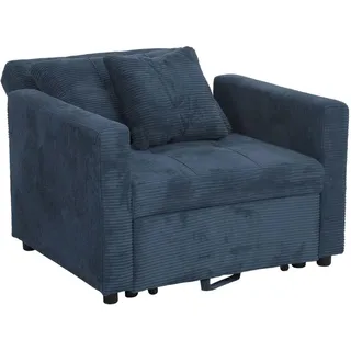 MCW Schlafsessel MCW-L90 Cord 200 x 100 x 70 cm Blau mit Schlaffunktion