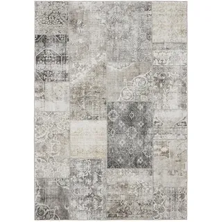 benuta Vintage-Teppich, Grau, Kunststoff, Vintage, Rechteckig, 140x200 cm Oeko-Tex® Standard 100, in verschiedenen Größen erhältlich, rutschfeste Unterfläche, waschbar, Teppiche - Böden, Teppiche, Vintage-Teppiche