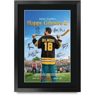 HWC Trading Happy Gilmore 2 (2025) Adam Sandler Geschenke Geduckter Poster Signiertes Autogramm Foto für Fans von Film Memorabilien - A3 Gerahmt