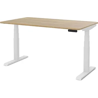 assmann büromöbel ASSMANN Elektrisch höhenverstellbarer Kinderschreibtisch JUNIOR Curved Eiche Natura Weiß, Memoryfunktion, Kollisionsschutz, 2-fach-Motorik - Braun