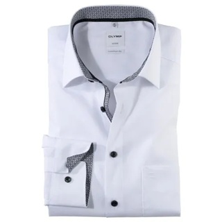 Businesshemd OLYMP "Luxor comfort fit" Gr. 48, N-Gr, schwarz-weiß (weiß anthrazit) Herren Hemden Langarm