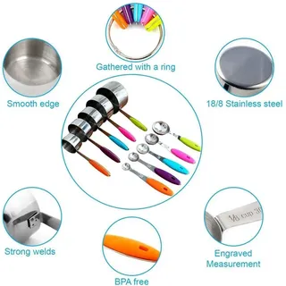 Faizee Möbel Messlöffel Messbecher und Löffel Edelstahl 10 Set 5 Messbecher 5 Messlöffel, Edelstahl, (10-St)