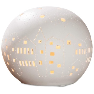 GILDE Lampen Tischlampe Dekolampe Kugel - aus Porzellan - 25 Watt E 14 - weiß Breite 18 cm