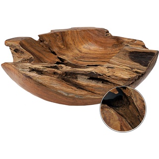 Cepewa Holzschale XL aus Teak Holz in Handarbeit gefertigt | Dekoschale | große Obstschale rund und länglich 40/60 cm (Ø 40 cm)