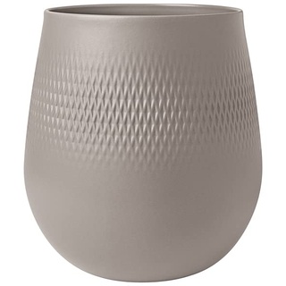 Villeroy & Boch - Manufacture Collier taupe, große Vase Carré, 23 cm, Premium Porzellan, Taupe